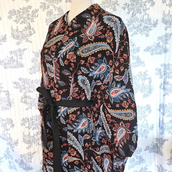 Caftan Blue Black Floral Paisley S to Plus New - Picture 3 of 10